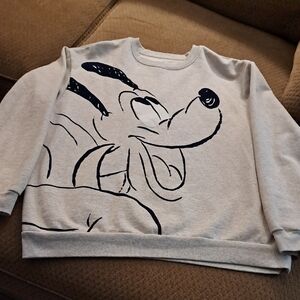 Disney Pluto Sweatshirt Adult Grey Heavyweight Big Print SZ: XXL